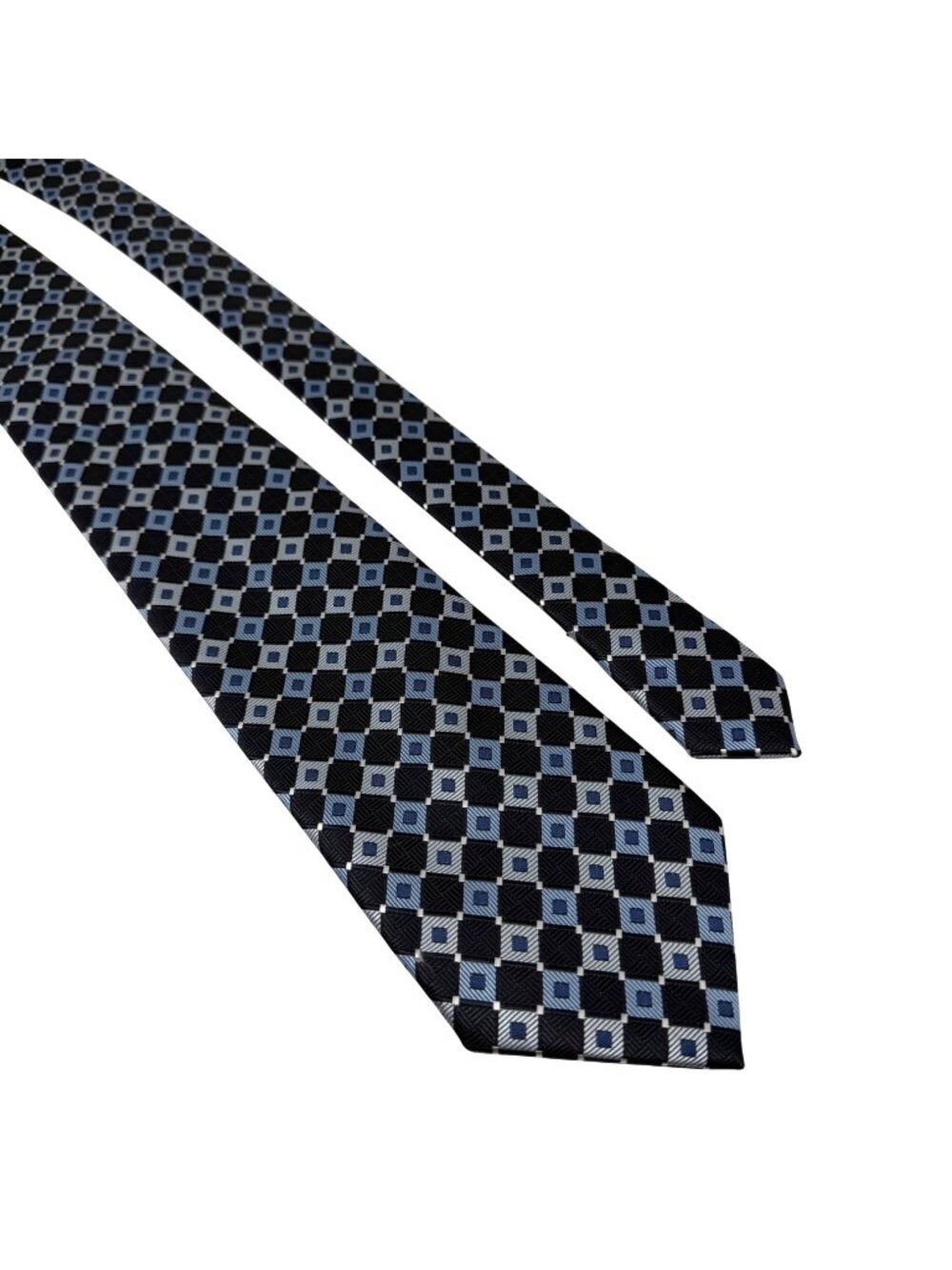 Geometric Diamond Necktie Blue Black Business Office Stafford Formal 58 in